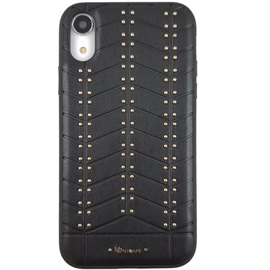UUNIQUE Apple iPhone XR Hard-Cover Embossed Chevron Black/Gold