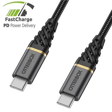 OTTERBOX USB-Kabel <b>FastCharge</b> 1.0m USB-C Stecker -> USB-C Stecker <b>Premium-Series</b>, black