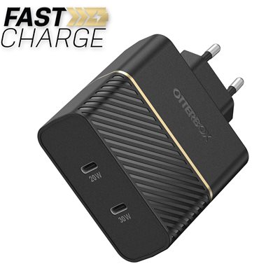 OTTERBOX USB-Charger 100-240V 1X USB-C 30W + 1X USB-C 20W USB-PD (Power Delivery) 78-52724 black