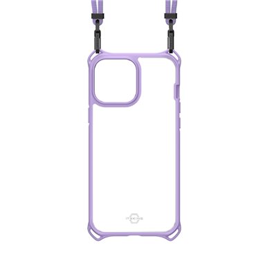 ITSKINS Apple iPhone 13 mini Drop-Protection Cover mit Kordel HYBRID SLING light purple and transparent