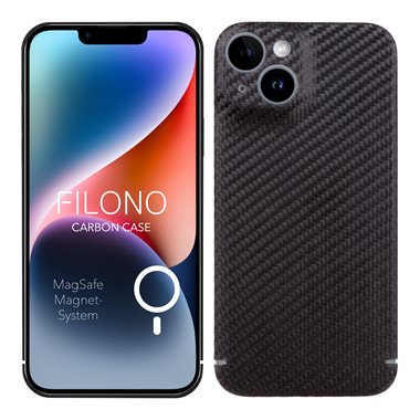 FILONO Apple iPhone 14 Backcover aus echtem Carbon MagSafe kompatibel Carbon black