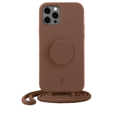 JUST ELEGANCE Apple iPhone 12/12 Pro Necklace Cover mit PopSockets Just Elegance PopGrip Case Brown Sugar