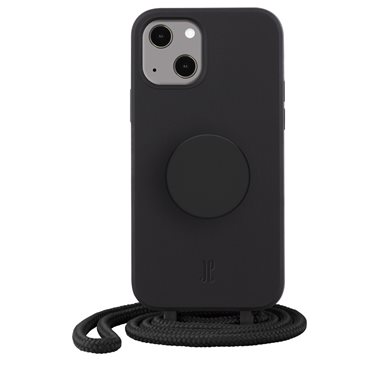 JUST ELEGANCE Apple iPhone 14 Necklace Cover mit PopSockets Just Elegance PopGrip Case Black