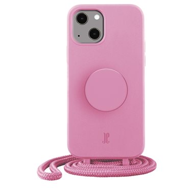 JUST ELEGANCE Apple iPhone 14 Necklace Cover mit PopSockets Just Elegance PopGrip Case Pastel Pink