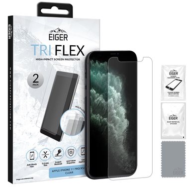 EIGER Apple iPhone 11 Pro, XS, X Displayschutz-Folie (1er Pack) Tri Flex High-Impact clear