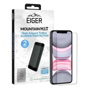 EIGER Apple iPhone 11 Pro, X, XS Displayschutz-Folie (2er Pack) Tri Flex High-Impact clear