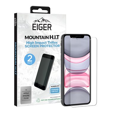 EIGER Apple iPhone 11, XR Displayschutz-Folie (2er Pack) Tri Flex High-Impact clear