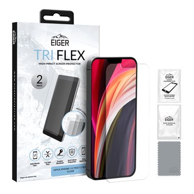 EIGER Apple iPhone 12/12 Pro Displayschutz-Folie (2er Pack) Tri Flex High-Impact clear