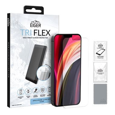 EIGER Apple iPhone 12 Pro Max Displayschutz-Folie (1er Pack) Tri Flex High-Impact clear
