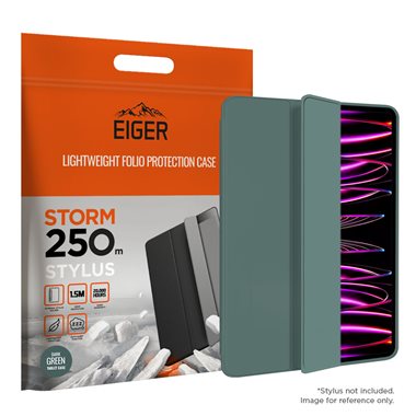 EIGER Apple iPad Pro 12.9 (2018/2020/2021/2022) Folio-Case mit Stylus-Halterung schwarz Eiger Storm 250m Stylus Case Dark Green