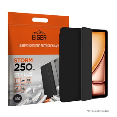 EIGER Apple iPad Air 13 (24) Pro 12.9 (18/20/21/22) Folio-Case mit Stylus-Halterung schwarz Eiger Storm 250m Stylus Case Black