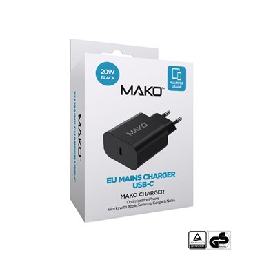 MAKO USB-Charger 100-240V 1x USB-C max. 20W Mako 20W Charger USB-C Black