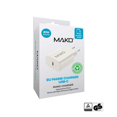 MAKO USB-Charger 100-240V 1x USB-C max. 20W Mako 20W Charger USB-C White